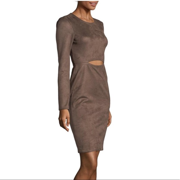 NWT Bcbgmaxazria Whitley Faux Suede Dress in Brown - Picture 3 of 4